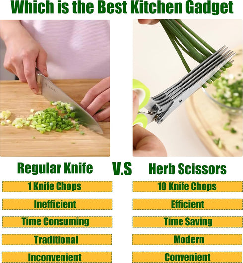 Herb Scissors with 5 Blades and Cleaning Comb,Multipurpose Steel Stainless Salad Kitchen Shears for Food,Chopping Chive,Vegetables,Onion,Rosemary,...