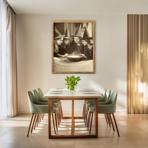 Posterizer 1 pcs-group of witches around their cauldron-for occult lovers-Gothic Art-Photography Art-Gift for Steampunk or Goth Fans- unframed wal...