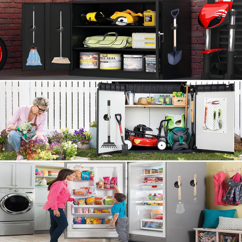 ULIBERMAGNET Magnetic Mop Broom Holder,Heavy Duty Movable Magnetic Broom Holder Rack,Anti-slip Wall Mounted Utility Storage Mop Shovel Hanger for ...