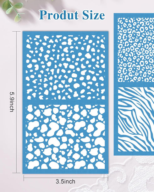 Puocaon Animal Print Silk Screen - 5 Pcs Dalmatians Cow Spot Silk Screen Stencils for Polymer Clay, Screen Stencils for Polymer Clay Earrings, Sil...