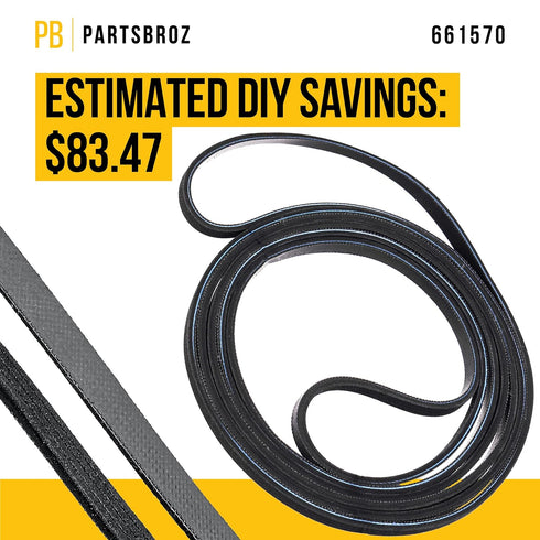 Kenmore Dryer Drive Belt 661570V 3387610 661570 Whirlpool Maytag Duet Part AP5983729 PS11722115 WED9200SQ0 WED9150WW1 GEW9250PW1 WED9200SQ1 WED9500TW3 NED7300WW1 CE1750XWW1 GGW9250PW3 MED9700SQ0