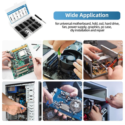 400PCS Computer Screws Assortment Kit with Screwdriver Motherboard Standoffs Screws for Universal Motherboard, HDD, SSD, Hard Drive,Fan, Power Sup...