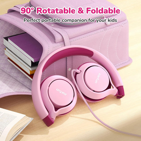 EarFun S1 Kids Headphones, Foldable Wired Headphones for Kids, 85dB Volume Limit, Stereo Sound, Adjustable Headband, Portable Lightweight On-Ear H...