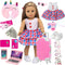 ZQDOLL American 18 inch Doll Clothes and Accessories - Doll Travel Suitcase Play Set Including Suitcase Doll Clothes, Shoes, Sunglasses, Camera, U...
