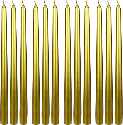 Zest Candle Inch, Metallic Bronze Gold 12-Piece Taper Candles, 12 inch, Count...