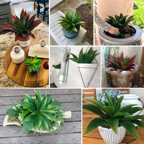 JUSTOYOU Large 12.5" Artificial Succulents Aloe Plants Real Touch Fake Flowers Unpotted for Home Wedding Festival Arrangement (1, Green)...