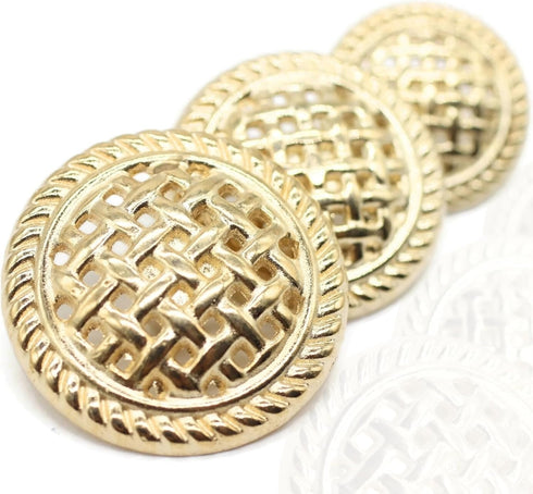 Weave Gold Metal Shank Buttons - 12 Pcs - 3 Size Options - Luxury Weave Metal Shank Buttons for Men Women Blazer Coat Uniform Shirt Suit and Jacke...