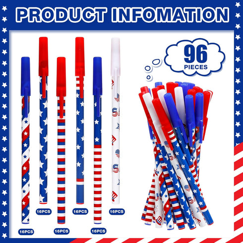 Eaasty American Flag Pens Bulk Patriotic USA Gel Ink Pen Independence Day Pen Stars Stripes Ballpoint Pens for Home School Office Supplies 4th of ...