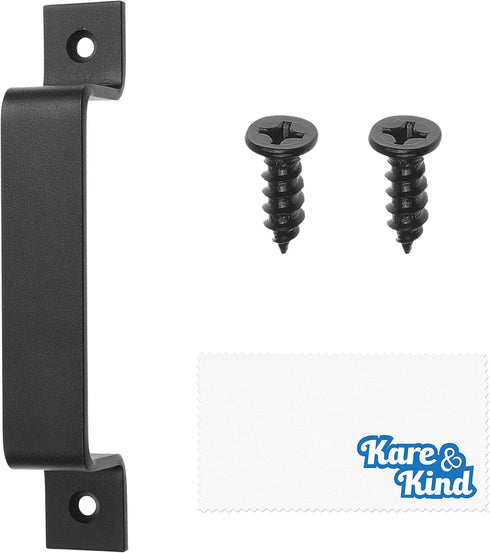 Kare Kind 1x Barn Door Handle (Black) - 7.48-inch Steel with Smooth Edges - Rustic Door Pull for Barn Doors, Sheds, Garages, Gates - Tapping Screw...