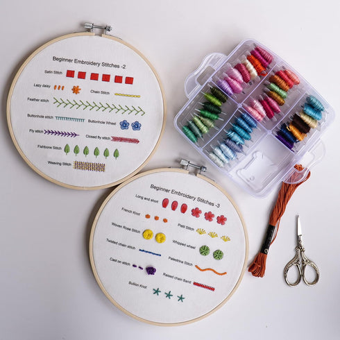 Bonroy Beginners Embroidery Stitch Practice kit, 3 Sets Embroidery Kit to Learn 30 Different Stitches for Craft Lover Hand Stitch with Embroidery ...