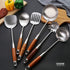 Large Serving Spoons,304 Stainless Steel Cooking Spoon with Heat Resistant Wooden Handle,Silver/12.4Inch...