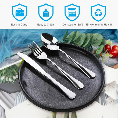 4PCS Premium Travel Utensils With Case, Stainless Steel Reusable Portable Utensils Set With Case, Lengnoyp Travel Silverware Set With Case for Lun...