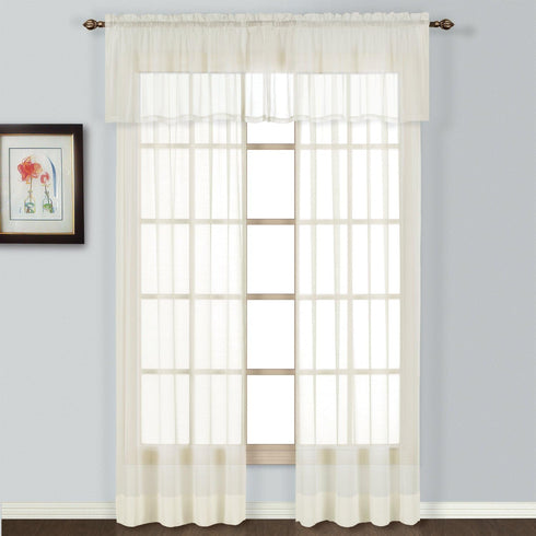 Batiste Semi-Sheer Straight Valance, 54 by 16-Inch, Natural...