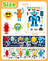 Benresive 24 Sheets Robotics & Space Party Favors for Kids 3-5 4-8, Face Stickers for Kids, Crafts Activities for Toddlers 1-3 2-4 3-5, Make Your ...