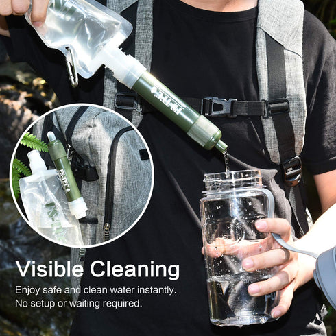 FS-TFC Personal Water Filter Straw Mini Water Purifier Survival Gear for Hiking, Camping, Travel and Emergency Preparedness...