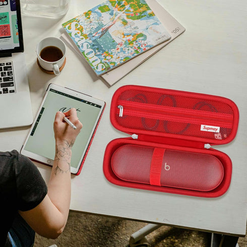 Hard Carrying Case for Beats Pill - Wireless Bluetooth Speaker, Wireless Portable Speaker Protection Case with Mesh Pocket for Charging Cables, Re...