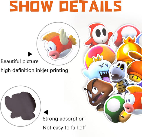Mushroom Fridge Magnet (12 Pack) Funny Magnet Super Game Bumper Office Cabinets Decoration Fridge Metal?Magnet Flexible Reusable Magnetic Vinyl...