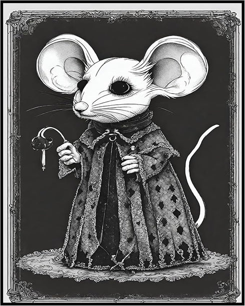 Posterizer 1 pcs- gothic mouse in classic goth clothes-Gothic Art-Art for Animal Lovers- Living Room Bedroom Decor- unframed wall art...