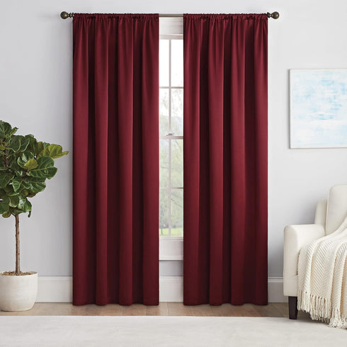 ECLIPSE Solid Thermapanel Modern Room Darkening Rod Pocket Window Curtain for Bedroom (1 Panel), 54" x 84", Merlot...