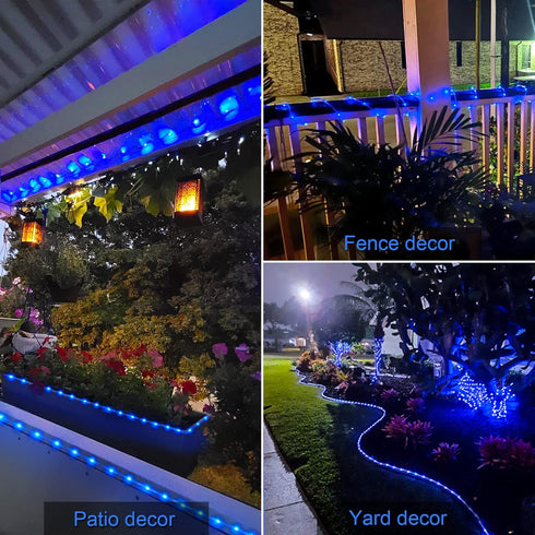 JMEXSUSS 120 LED Solar Rope Lights,39.4ft 8 Modes Solar Rope Lights Outdoor Waterproof, Outdoor Solar Fairy Lights for Garden,Fence,Patio,Pool,Dec...