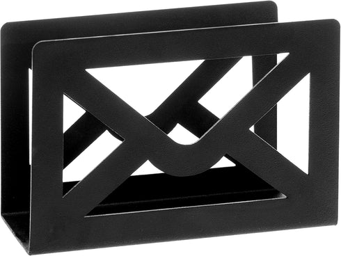 MyGift Black Metal Desktop Mail Holder with Cutout Envelope Design Home and Office Desk Letter Organizer...