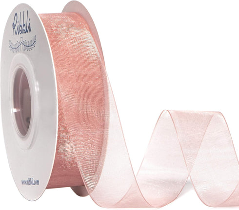 Ribbli Sweet Nectar Pink Sheer Organza Ribbon,1 Inches x Continuous 50 Yard,Rose Ribbon for Gift Wrapping,Bouquet Wrapping,Wedding Decoration,All ...