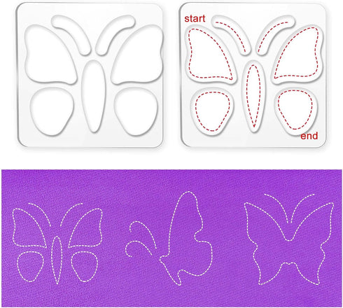 GLOBLELAND 4pcs Quilting Patchwork Ruler for Sewing Butterfly Seamless Pattern Patchwork Sewing Ruler and Transparent Acrylic Quilt Ruler for Sewi...