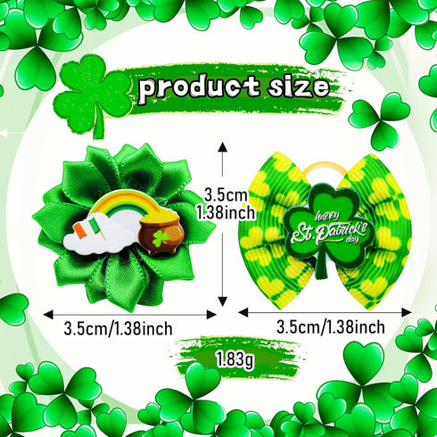 80pcs St.Patrick's Day Dog Bows, Holiday Pet Samll Dog Hair Grooming Bows with Rubber Bands, St.Patrick's Day Green Lucky Clover Element Dog Hair ...