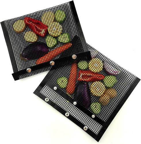 Barbecue BBQ Mesh Grill Bags, Heat Resistant, Non Stick, Reusable Grilling Bags, Easy to Clean, Pcs 2 - Suitable for Charcoal, Gas, Electric Grill...
