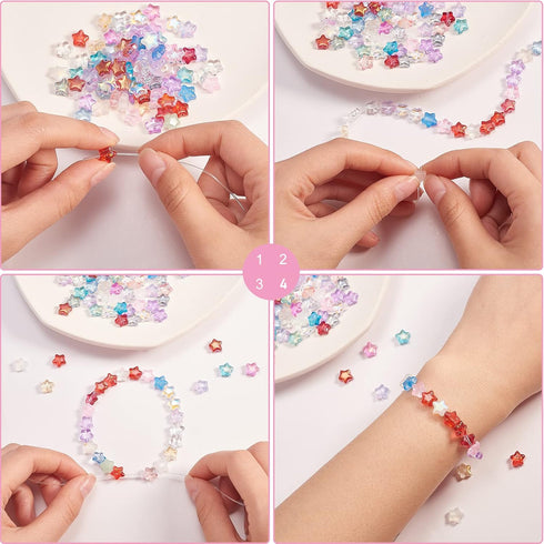 UR URLIFEHALL 100 Pcs Mixed Color Spray Painted Glass Star Beads for Earring Bracelet Necklace Jewelry DIY Craft Making...