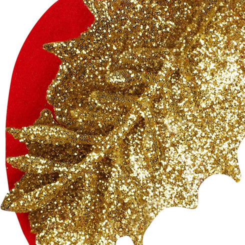 Sawowkuya 15 Pcs Red Gold Poinsettia Artificial Flowers Glitter Artificial Christmas Flowers Decorations with Clips for Xmas Tree Ornaments Weddin...