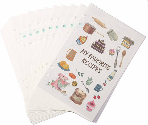Blank Recipe Inner Paper Block Paper 80 Sheets (160 Pages) -Paper Size 8.22''×5.3''-Write in Your Own Recipes...