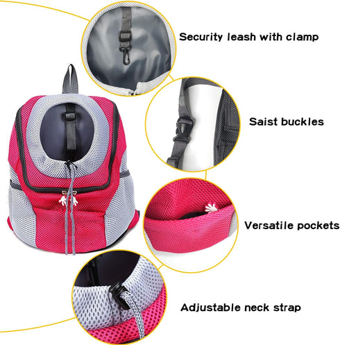 Fhiny Dog Carrier Backpack, Comfortable Doggy Front Backpack Pet Puppy Carrier Travel Pack with Breathable Head Out Design and Padded Shoulder for...