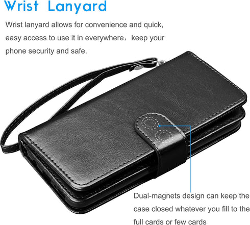 Galaxy A50 Case, Galaxy A30S / A50S / A50 Wallet Case, Luxury Cash Credit Card Slots Holder Carrying Folio Flip PU Leather Cover [Detachable Magne...