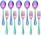 LIANYU 10-Piece Rainbow Children Silverware Set, Kids Forks and Spoons Silverware Set, Stainless Steel Toddler Utensils Flatware Set, Child Cutler...