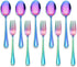 LIANYU 10-Piece Rainbow Children Silverware Set, Kids Forks and Spoons Silverware Set, Stainless Steel Toddler Utensils Flatware Set, Child Cutler...