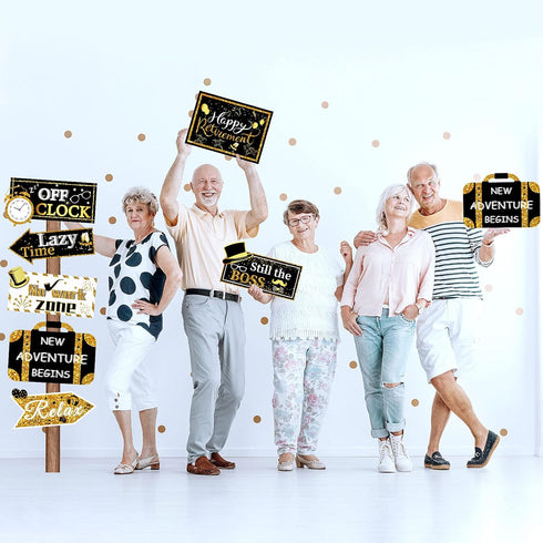 20 Pieces Retirement Party Decorations Happy Retirement banner Sign outdoor Retired Yard Directional Sign Supplies, 10 Styles(Black, Gold, White)...