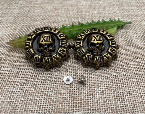 8pcs 37mm Screw Back Buttons for Leather Skull Screw Back Coin Screw Back Buttons Leather Craft Ornament Leather Decoration for Wallets Belts Vest...