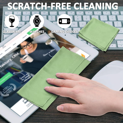 Eco-Fused Microfiber Cleaning Cloths - 12 Pack - Ideal for Cleaning Glasses, Spectacles, Camera Lenses, iPad, Tablets, Smartphones, iPhone, Androi...