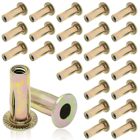 25Pcs Steel Multi Grip Rivet Nuts Pre Bulbed Shank Zinc-Plated Flat Head Threaded Insert Nut Construction Fasteners for Industrial (1/4-20)...