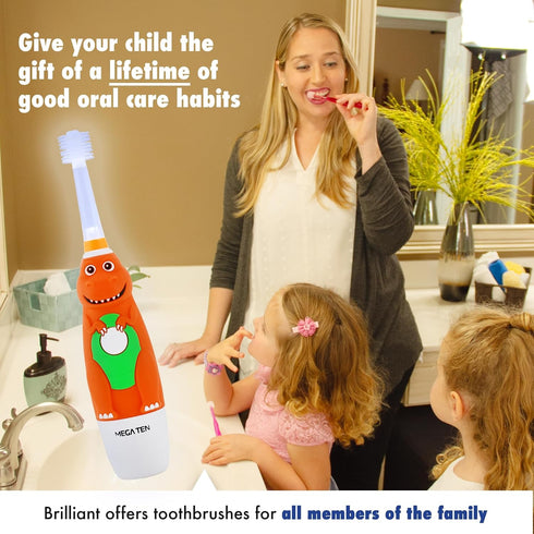 Brilliant Oral Care Kids Sonic Toothbrush Soft Replacement Heads, for Children Ages 5+, Orange, 2 Pack...