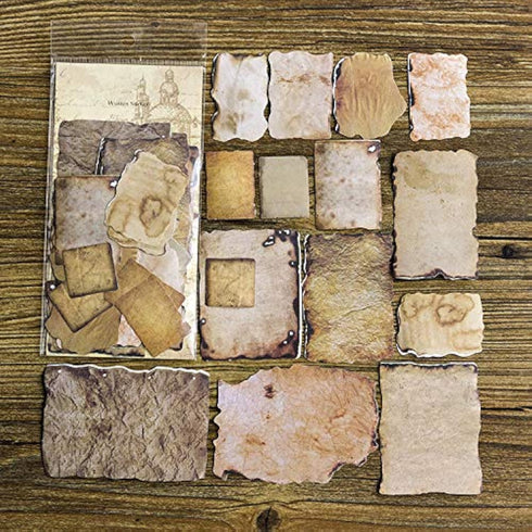 90 PCS Aged Paper Stickers Antique Looking in Vintage Paper Classic Design with Old Fashion Faux Parchment Paper Looking-Vintage Writing Paper Sti...