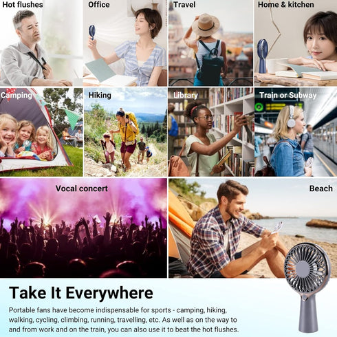 Holiday Mini Handheld Fan, USB Desk Fan Small Personal Portable Hand Fan Table Fan with Rechargeable Battery Operated Cooling Electric Fan 3-6H Wo...