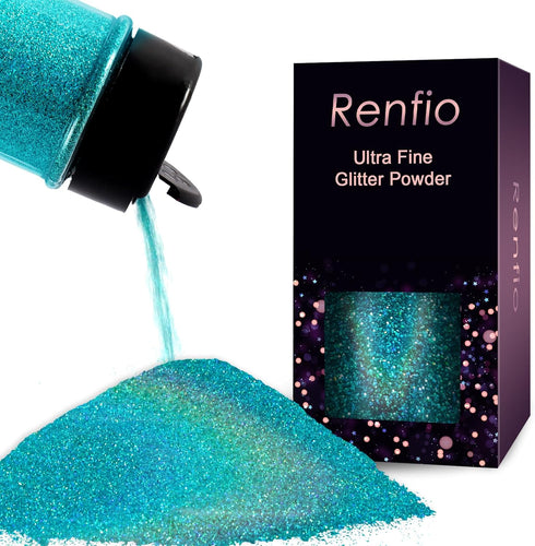 Renfio Holographic Ultra Fine Glitter Powder Metallic Resin Glitter 2.11 Oz (60g) PET Flakes Crafts Sequins 1/128" 0.008" 0.2mm Epoxy Chips Flakes...