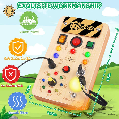 Montessori Musical Busy Board, Wooden Sensory Montessori Toys with Lights, Baby Travel Toys, Birthday for Boys Girls 1 + Year Old, Toddler Educati...