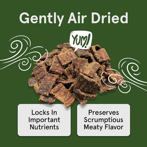 Real Meat Dog Treats - 4oz Bag of Bite-Sized Air-Dried Beef Jerky for Dogs - Grain-Free Jerky Dog Treats Made up of 95% Human-Grade, Free-Range, G...