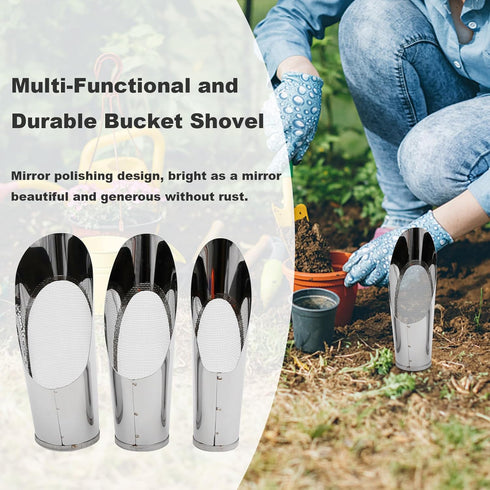 3Pcs Bonsai Soil Scoops Garden Shovels Garden Tool Bucket Shovel 3 Sizes Soil Scoops Soil Metal Spade Shovel Succulent Planting Potting Cup for Ho...