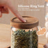 480ML/16Oz Clear Cute Glass Storage Canister Holder with Stackable Airtight Wood Lid, Modern Decorative Small Container Jar for Coffee, Spice, Can...