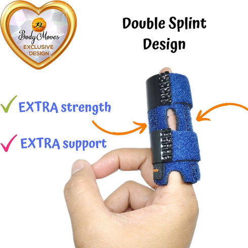 BodyMoves 2 Double Sided Solid Support Finger Splints Plus 2 Sleeves 2020 Edition(Aqua Blue)...