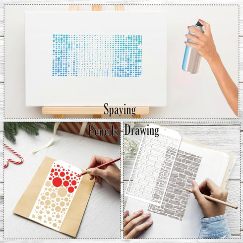 12 Pieces Stencils for Crafts Reusable Honeycomb Polka Dot Stencils Geometry Pattern Mixed Media Stencils for Painting on Wood Paper DIY Cookie Ca...